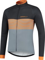 Rogelli Boost Wielershirt Lange Mouwen - Fietsshirt Heren - Grijs/Zwart/Oranje - Maat 2XL