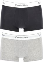 Calvin Klein Modern Cotton trunk (2-pack) - heren boxers normale lengte - zwart en grijs -  Maat: S