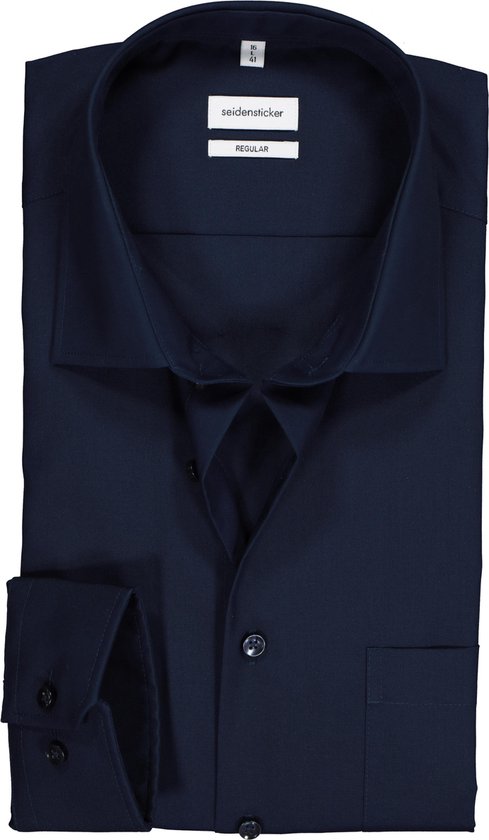 Chemise Seidensticker regular fit - bleu foncé - Ne se repasse pas - Taille de col : 46