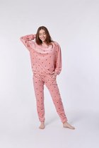 Woody pyjama meisjes/dames - roze met sterren all-over print - 212-2-YPE-V/949 - maat XL