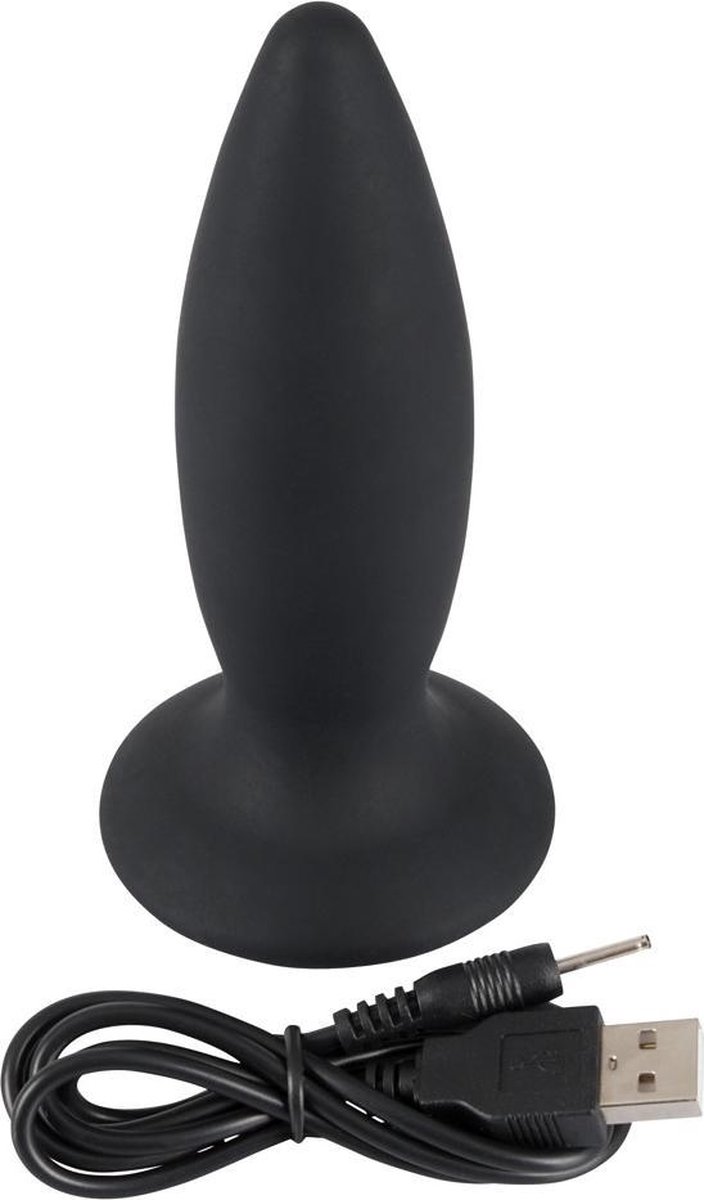 Goedkoopste Black Velvets – Siliconen Conische Anaal Plug met Smalle Hals Oplaadbaar met Vibratie – Maat L – Zwart