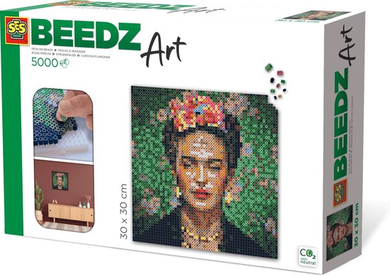 SES Beedz Art - Frida Kahlo - 5000 strijkkralen - kunstwerk van strijkkralen - complete set met grondplaten en strijkvel