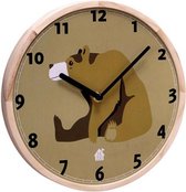 wandklok Brown Bear 25 x 3 cm hout bruin/blank