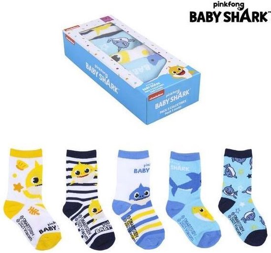 Lot de 5 Chaussettes - BABY SHARK - Nickelodeon - Pinkfong - taille 17/18 - lot de 5 chaussettes