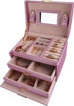 SFT Products - Roze Luxe Sieraden Organizer - Juwelen Organizer - Sieraden Opbergers Met Laden - Bijouteriedoos-Oorbellenrekje -Sieradenrekje - Juwelen Sieraden-Oorbellen -Ketting