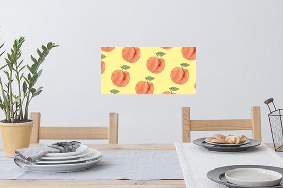 Stickers muraux - Pêches - Aquarelle - Jaune - 40x20 cm - Film Adhésif
