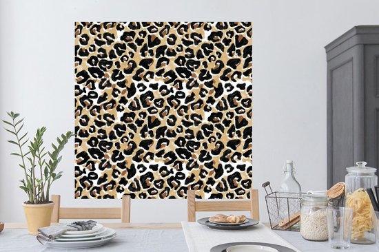 Stickers muraux - Film autocollant - Imprimé animalier - Panthère - Marron - Aquarelle - 120x120 cm - Film adhésif - Stickers muraux Chambre d'enfant - Papier peint autocollant XXL