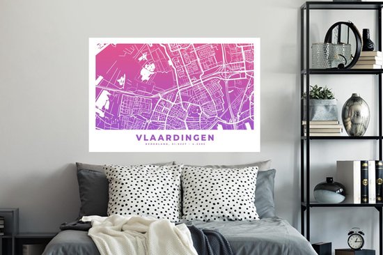 Stickers Stickers muraux - Plan de la ville - Vlaardingen - Pays- Nederland - Violet - 120x80 cm - Feuille adhésive - Carte