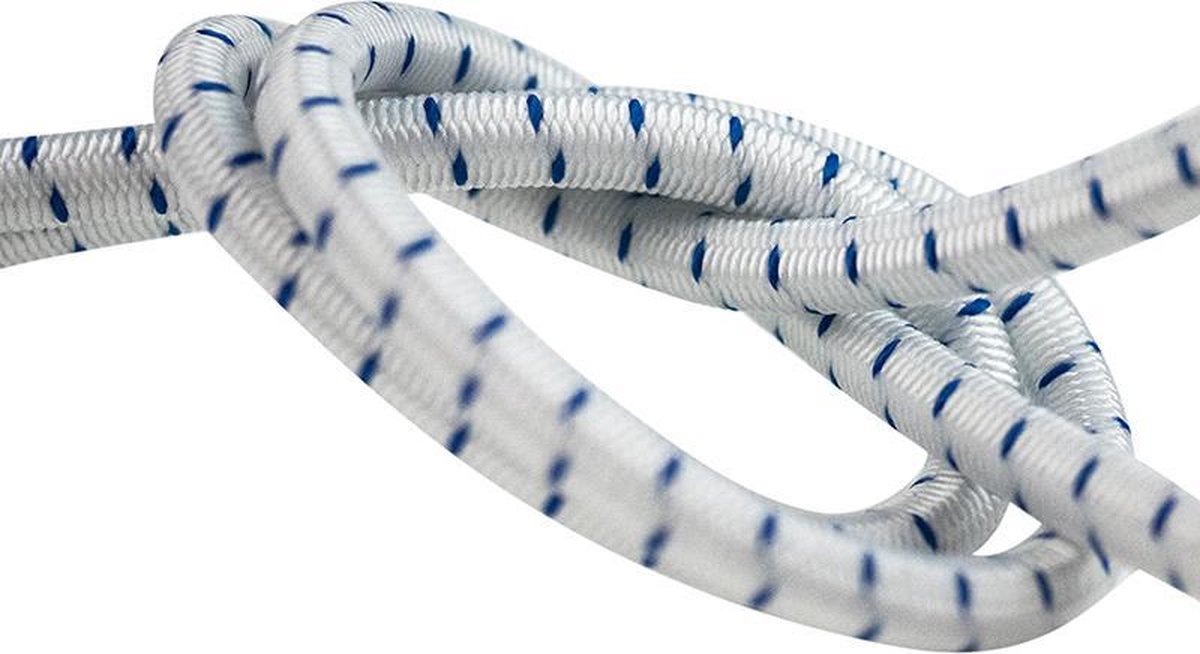 Afdekzeilwinkel - Elastisch koord 8mm blauw-wit gestreept op rol - 100 meter