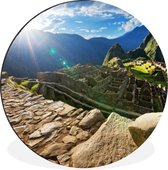 WallCircle - Wandcirkel - Muurcirkel - Peru - Machu Picchu - Zon - Aluminium - Dibond - ⌀ 90 cm - Binnen en Buiten