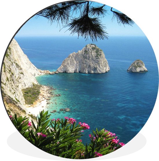 WallCircle - Cercle mural - Cercle mural - Zakynthos - Roches - Water - Aluminium - Dibond - 120x120 cm - Intérieur et extérieur XXL