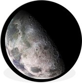 WallCircle - Wandcirkel ⌀ 120 - Maan - Aarde - Zwart - Ronde schilderijen woonkamer - Wandbord rond - Muurdecoratie cirkel - Kamer decoratie binnen - Wanddecoratie muurcirkel - Woonaccessoires XXL