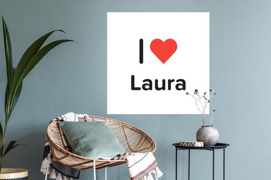 Stickers muraux - J'aime - Laura - Fille - 80x80 cm - Film adhésif