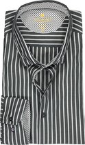 Redmond modern fit overhemd - poplin - antraciet met wit gestreept (contrast) - Strijkvriendelijk - Boordmaat: 47/48