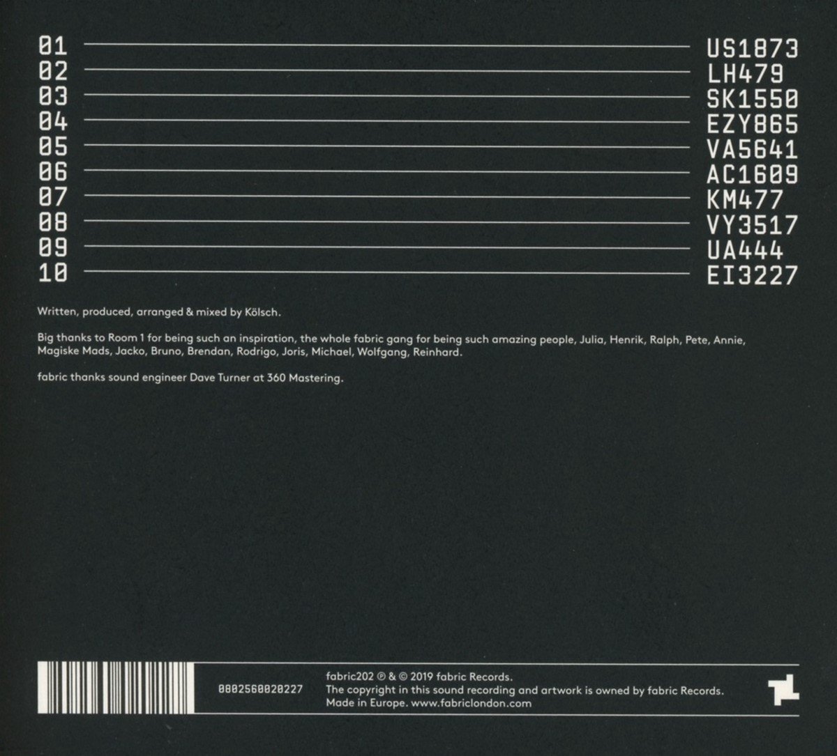 Kolsch Fabric Presents Kolsch (CD), Kolsch CD (album) Muziek