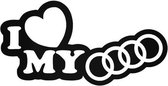 I Love My Audi (sticker) (wit) (20x15cm)