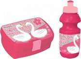lunchset Zwaan meisjes 350 ml roze 2-delig