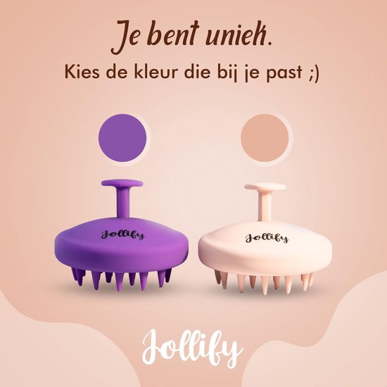 Jollify® SH2 - Premium Siliconen Haarborstel - Shampoo Brush - Scalp Massager - Massage - No Dandruff - Flaky Brush - Hair Brush - Hairbrush - Haarverzorging - Anti Roos - Haargroei - Gezonde Hoofdhuid - Scrub - Beige - Jollify