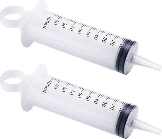 Injectiespuit - 2 stuks - Doseerspuit - Spuit met extra lange tuit - 100 ml