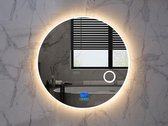 Mawialux LED Badkamerspiegel - Dimbaar - 80cm - Rond - Verwarming - Digitale Klok - Vergroot spiegel - Bluetooth - Laine