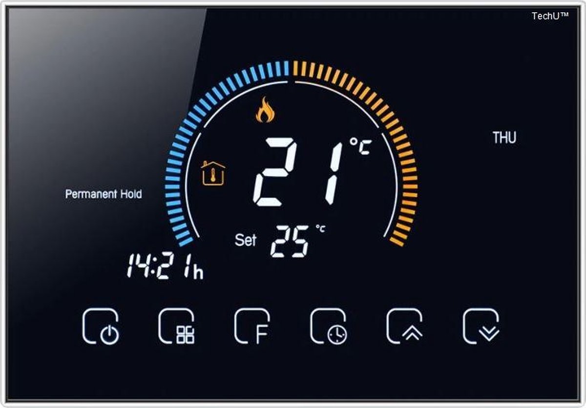 Thermostat intelligent TechU™ avec Wifi - S10A - Zwart - Contrôle avec App,  Google