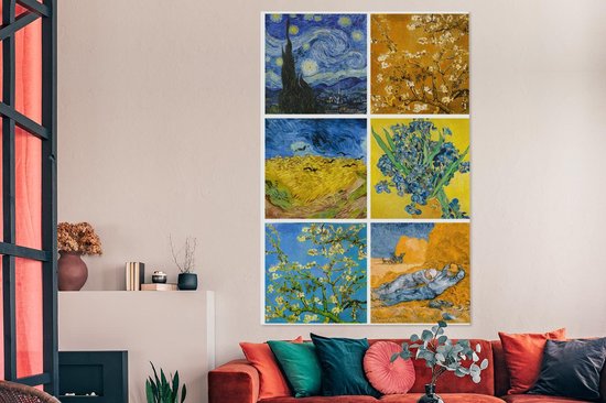 Oude Meesters Canvas - 120x180 - Canvas Schilderij - Van Gogh - Collage - Sterrennacht