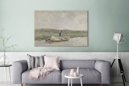 Toile Peinture Péniche de Sable - Anton Mauve - 120x80 cm - Décoration murale