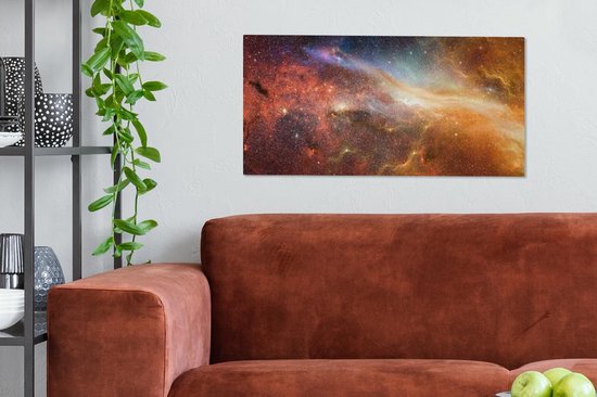 Toile Peinture Espace - Etoiles - Oranje - 80x40 cm - Décoration murale