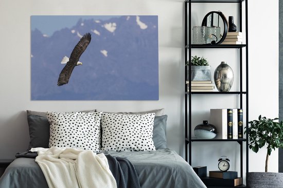 Aigle devant les montagnes Toile 120x80 cm - Tirage photo sur toile (Décoration murale salon / chambre) / Peintures sur toile Animaux