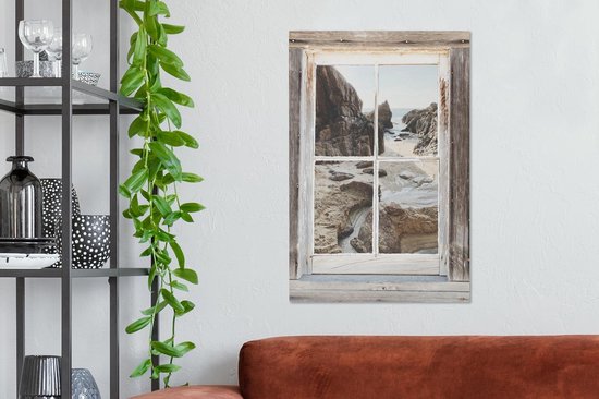 Toile Peinture Transparente - Bois - Plage - 40x60 cm - Décoration murale