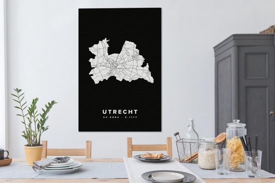 Toile Peinture Utrecht - Nederland - Carte - 90x140 cm - Décoration murale