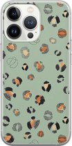 iPhone 13 Pro hoesje siliconen - Luipaard baby leo - Soft Case Telefoonhoesje - Luipaardprint - Transparant, Blauw