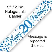 Oaktree - Banner Happy 20 Birthday Blue Holographic