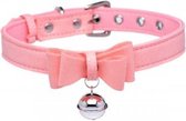 Golden Kitty Collar Met Kattenbelletje - Roze/Zilver