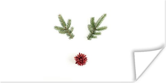 Poster Kerstversiering - Winter - Rendier - 150x75 cm - Kerstversiering - Kerstdecoratie voor binnen - Kerstmis - PosterMonkey