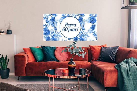 Affiche Anniversaire - 60 Ans - Blauw - Wit - 120x60 cm