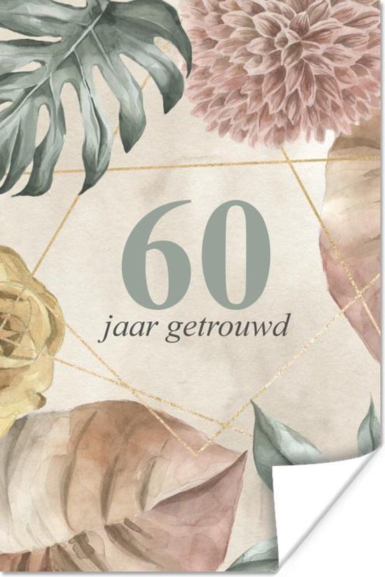 Poster Huwelijk - Bloemen - Quote