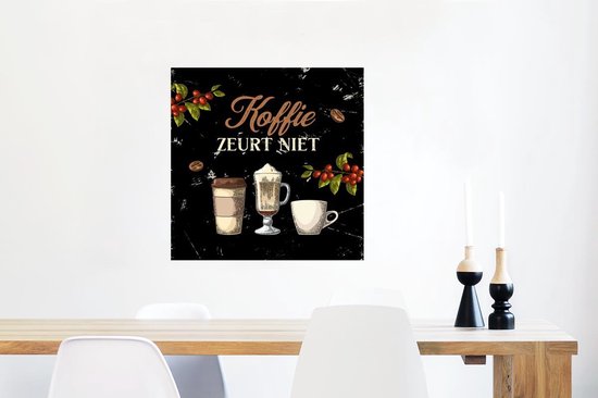 Affiche Café - Tasse à Café - Vintage - 50x50 cm - Cadeau Femme - Cadeau Saint Valentin Femme - Cadeau Mari - Cadeau Saint Valentin pour Lui