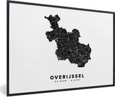 Fotolijst incl. Poster - Overijssel - Nederland - Wit - Plattegrond - 90x60 cm - Posterlijst - Stadskaart