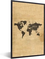 Fotolijst incl. Poster - Wereldkaart - Vintage - Papyrus - Spreuk - 20x30 cm - Posterlijst