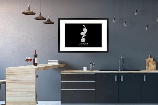 Cadre photo avec affiche - Limbourg - Carte - Pays- Nederland - 90x60 cm - Cadre pour affiche