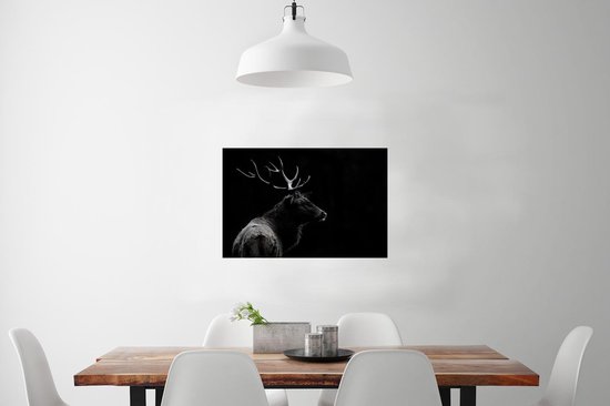 Poster Cerf noir et blanc 60x40 cm - Tirage photo sur Poster (décoration murale salon / chambre) / Poster Animaux