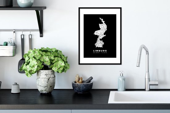 Cadre photo avec affiche - Limbourg - Pays- Nederland - Carte - 30x40 cm - Cadre pour affiche