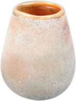 Rasteli Vaas-Siervaas Glas Oranje Bruin-Wit D 9.5 cm H 12 cm