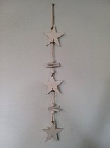 Houten hanger - kerstster - wit - 60 cm