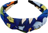 Haarband Diadeem Knoop Flower Power Bloemen Blauw
