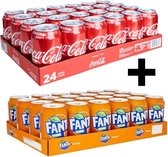 Coca Cola Blikjes 24 stuks 33cl EU + Fanta Blikjes 24 stuks 33cl EU