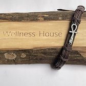 Wellness-House | Armband Ankh Bruin | Unisex Armband | Ankh | Eeuwige Leven | Imitatieleren Armband | Geschikt Voor Elke Polsmaat | Zen Cadeau | Zen