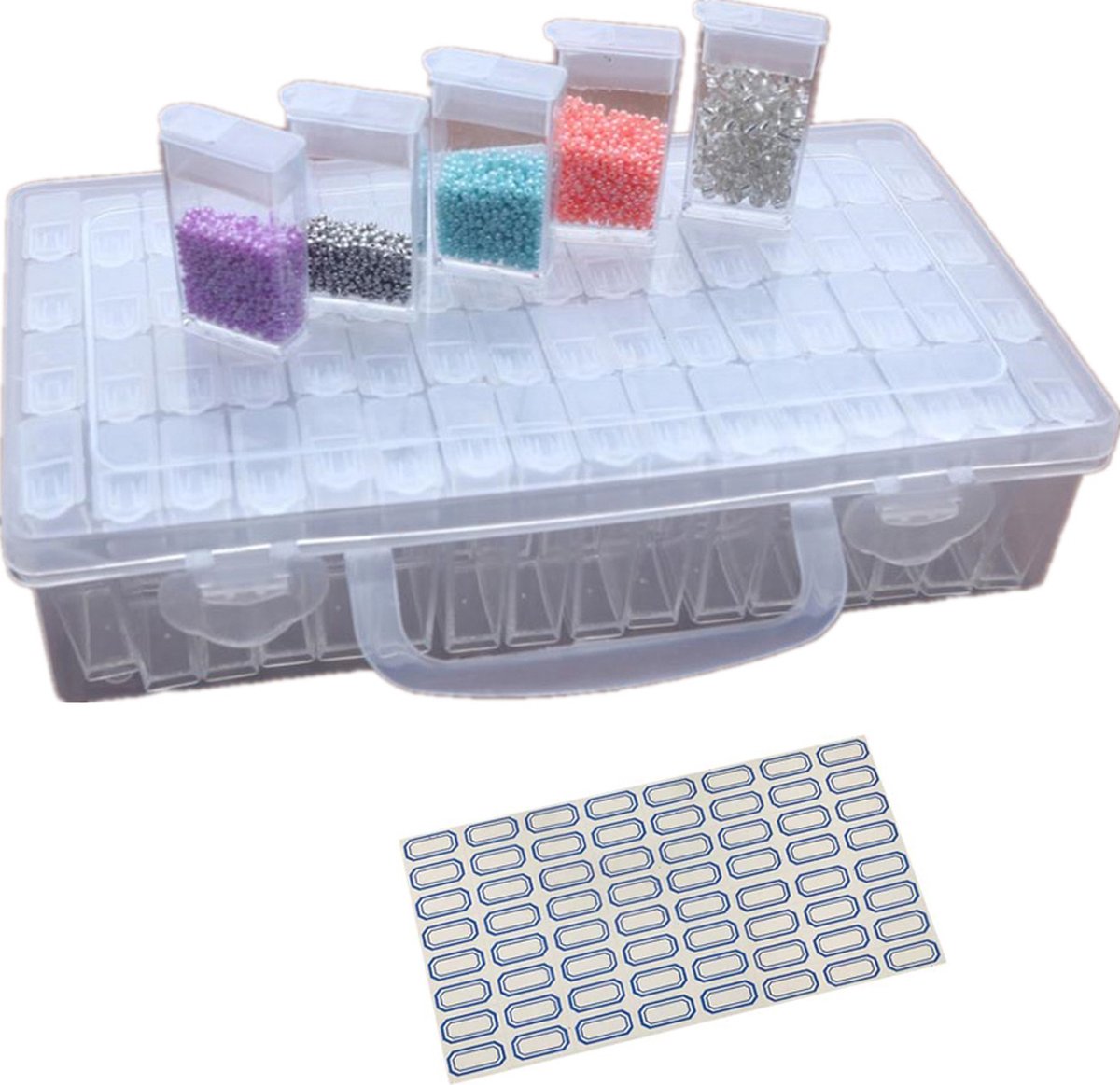 QWORK® Diamond Painting Opbergdoos,120 kleine ronde blikjes, met kleurlabels, voor accessoires voor diamantkunst