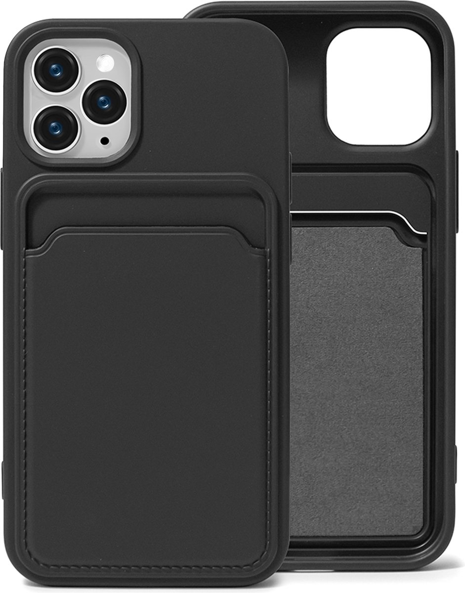 Zwart Pasjeshouder Hoesje geschikt voor iPhone 13 Pro Max - Kaart TPU Hoesje Backcover